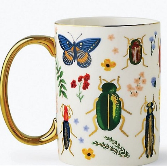 Colorful Insect and Butterfly Mug with Gold Handle, Rifle Paper Co. Curio Mug - Picture 4 of 14